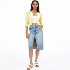 RE/DONE Denim Midi‎ Skirt | Light Wash Preppy Classic Jean Skirt New Size 25 0/2